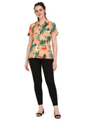 Hawaiian Shirts Womens Flower Leaf Beach Aloha Top Blouse Short Sleeve Holiday