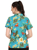 Hawaiian Shirts Womens Flower Leaf Beach Aloha Top Blouse Short Sleeve Holiday