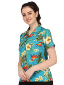 Hawaiian Shirts Womens Flower Leaf Beach Aloha Top Blouse Short Sleeve Holiday