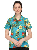 Hawaiian Shirts Womens Flower Leaf Beach Aloha Top Blouse Short Sleeve Holiday