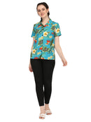 Hawaiian Shirts Womens Flower Leaf Beach Aloha Top Blouse Short Sleeve Holiday