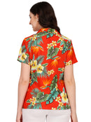 Hawaiian Shirts Womens Flower Leaf Beach Aloha Top Blouse Short Sleeve Holiday