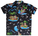 Hawaiian Shirts Boys Christmas Santa Reindeer Party Short Sleeve Holiday Casual