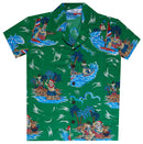 Hawaiian Shirts Boys Christmas Santa Reindeer Party Short Sleeve Holiday Casual