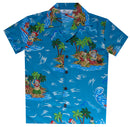 Hawaiian Shirts Boys Christmas Santa Reindeer Party Short Sleeve Holiday Casual