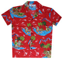 Hawaiian Shirts Boys Christmas Santa Reindeer Party Short Sleeve Holiday Casual