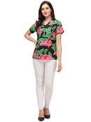 Hawaiian Shirts Womens Big Pink Flamingo Aloha Beach Shirt Blouse