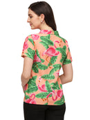 Hawaiian Shirts Womens Big Pink Flamingo Aloha Beach Shirt Blouse