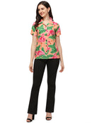 Hawaiian Shirts Womens Big Pink Flamingo Aloha Beach Shirt Blouse