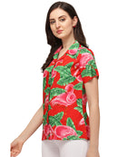 Hawaiian Shirts Womens Big Pink Flamingo Aloha Beach Shirt Blouse