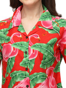 Hawaiian Shirts Womens Big Pink Flamingo Aloha Beach Shirt Blouse