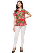 Hawaiian Shirts Womens Big Pink Flamingo Aloha Beach Shirt Blouse