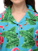 Hawaiian Shirts Womens Big Pink Flamingo Aloha Beach Shirt Blouse