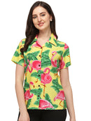Hawaiian Shirts Womens Big Pink Flamingo Aloha Beach Shirt Blouse