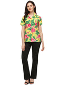 Hawaiian Shirts Womens Big Pink Flamingo Aloha Beach Shirt Blouse