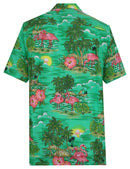 Hawaiian Shirt Mens Scenic Flamingo Beach Aloha Casual Holiday Short Sleeve