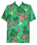 Hawaiian Shirt Mens Scenic Flamingo Beach Aloha Casual Holiday Short Sleeve