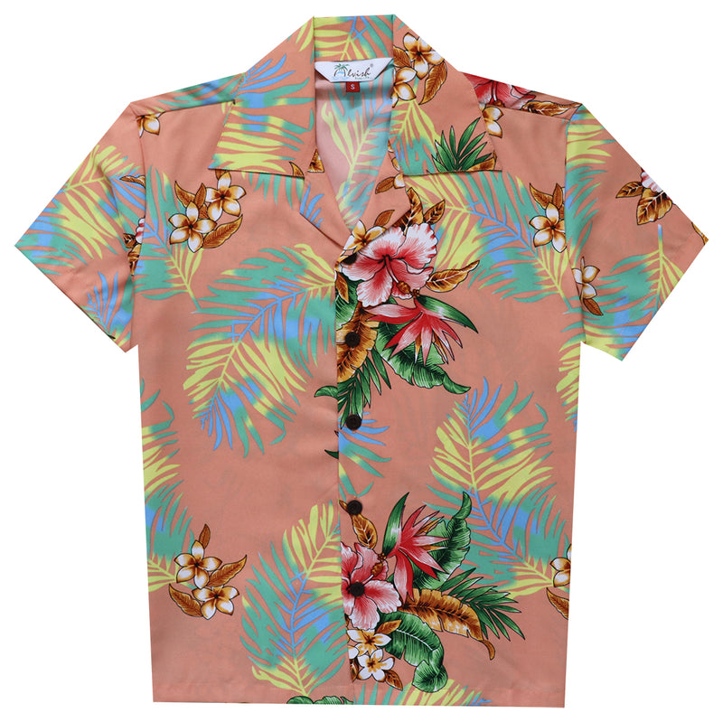 Alvish Hawaiian Shirt Boys Flower And Leaf Beach Aloha Party Casual