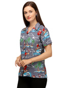 Hawaiian Shirt Womens Christmas Santa Claus Top Blouse Party Aloha Holiday Beach