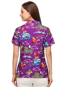 Hawaiian Shirt Womens Christmas Santa Claus Top Blouse Party Aloha Holiday Beach