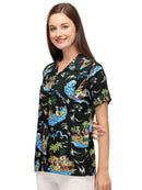 Hawaiian Shirt Womens Christmas Santa Reindeer Claus Top Blouse Aloha Holiday