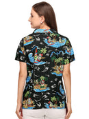 Hawaiian Shirt Womens Christmas Santa Reindeer Claus Top Blouse Aloha Holiday