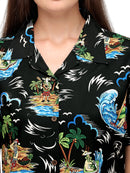 Hawaiian Shirt Womens Christmas Santa Reindeer Claus Top Blouse Aloha Holiday