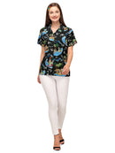 Hawaiian Shirt Womens Christmas Santa Reindeer Claus Top Blouse Aloha Holiday