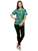 Hawaiian Shirt Womens Christmas Santa Reindeer Claus Top Blouse Aloha Holiday