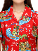 Hawaiian Shirt Womens Christmas Santa Reindeer Claus Top Blouse Aloha Holiday