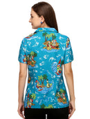 Hawaiian Shirt Womens Christmas Santa Reindeer Claus Top Blouse Aloha Holiday