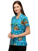 Hawaiian Shirt Womens Christmas Santa Reindeer Claus Top Blouse Aloha Holiday