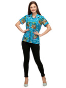 Hawaiian Shirt Womens Christmas Santa Reindeer Claus Top Blouse Aloha Holiday