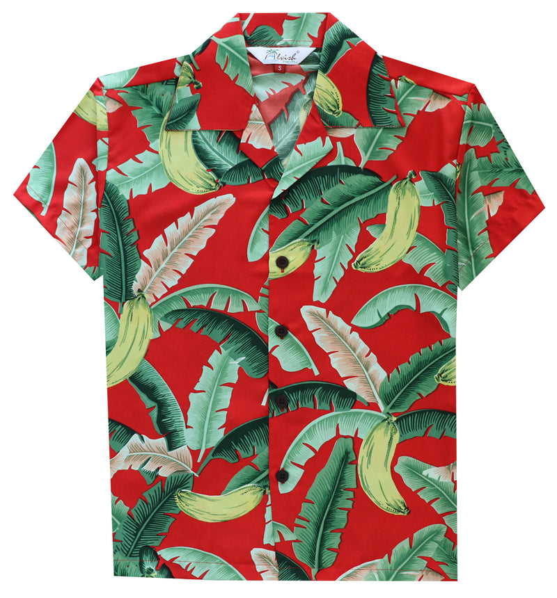 Alvish Hawaiian Shirts for Boys banana Leaves Beach Aloha Party Casual Camp Kids