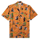 Halloween Hawaiian Shirts for Men with Pumpkin Skeleton Skull Spooky Fun Party