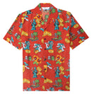 Halloween Hawaiian Shirts for Men with Pumpkin Skeleton Skull Spooky Fun Party