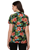 Women's Short Sleeve Casual Aloha Beach Button Down Hawaiian Shirt