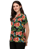 Women's Short Sleeve Casual Aloha Beach Button Down Hawaiian Shirt