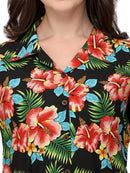 Women's Short Sleeve Casual Aloha Beach Button Down Hawaiian Shirt