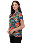Women's Short Sleeve Casual Aloha Beach Button Down Hawaiian Shirt