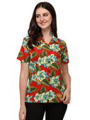 Women's Short Sleeve Casual Aloha Beach Button Down Hawaiian Shirt