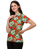 Women's Short Sleeve Casual Aloha Beach Button Down Hawaiian Shirt