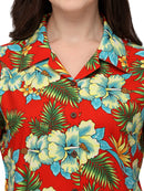 Women's Short Sleeve Casual Aloha Beach Button Down Hawaiian Shirt