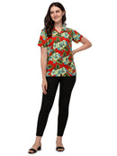 Women's Short Sleeve Casual Aloha Beach Button Down Hawaiian Shirt