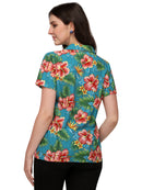 Women's Short Sleeve Casual Aloha Beach Button Down Hawaiian Shirt