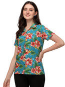 Women's Short Sleeve Casual Aloha Beach Button Down Hawaiian Shirt