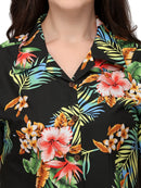 Womens Short Sleeve Casual Aloha Button Down Hawaiian Shirt For Women