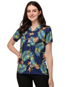 Womens Short Sleeve Casual Aloha Button Down Hawaiian Shirt For Women