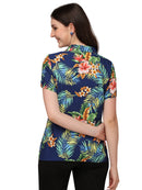 Womens Short Sleeve Casual Aloha Button Down Hawaiian Shirt For Women