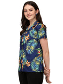Womens Short Sleeve Casual Aloha Button Down Hawaiian Shirt For Women